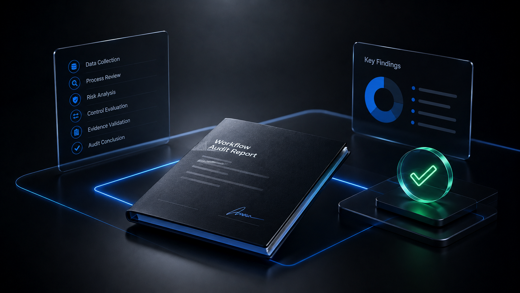 Workflow audit report with findings, review steps, and approval status
