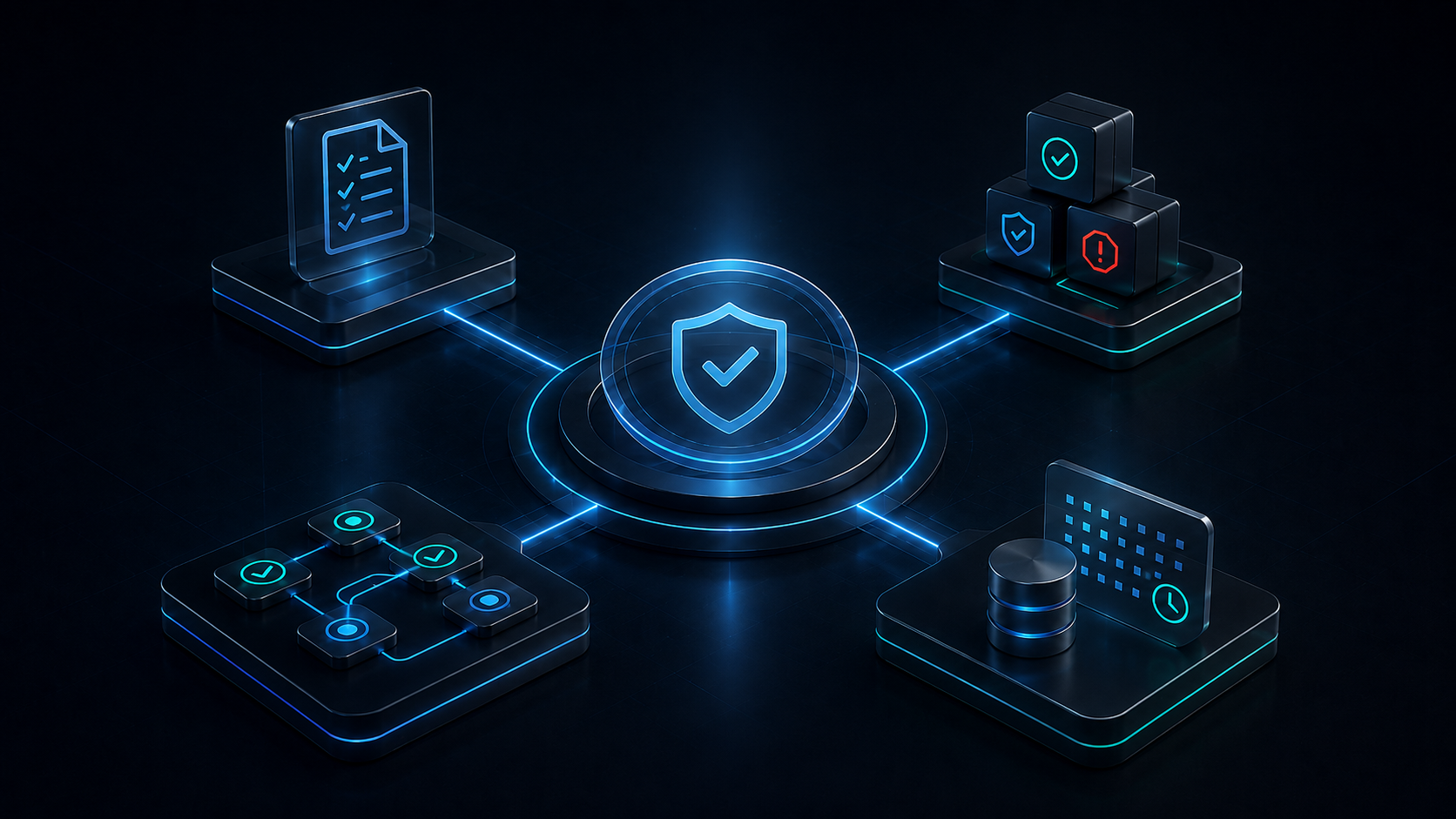 Unified product architecture connecting audit, control packs, workflow implementation, and evidence records